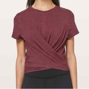 Lululemon time to restore short sleeve wrap crop top, size 4